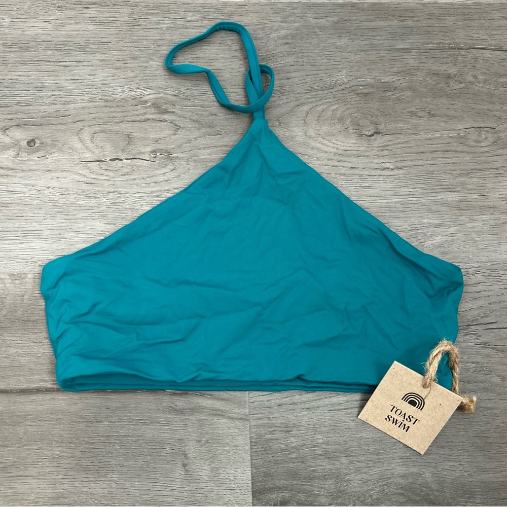 NWT toast swim bikini‎ top blue green turquoise size small apex women’s halter